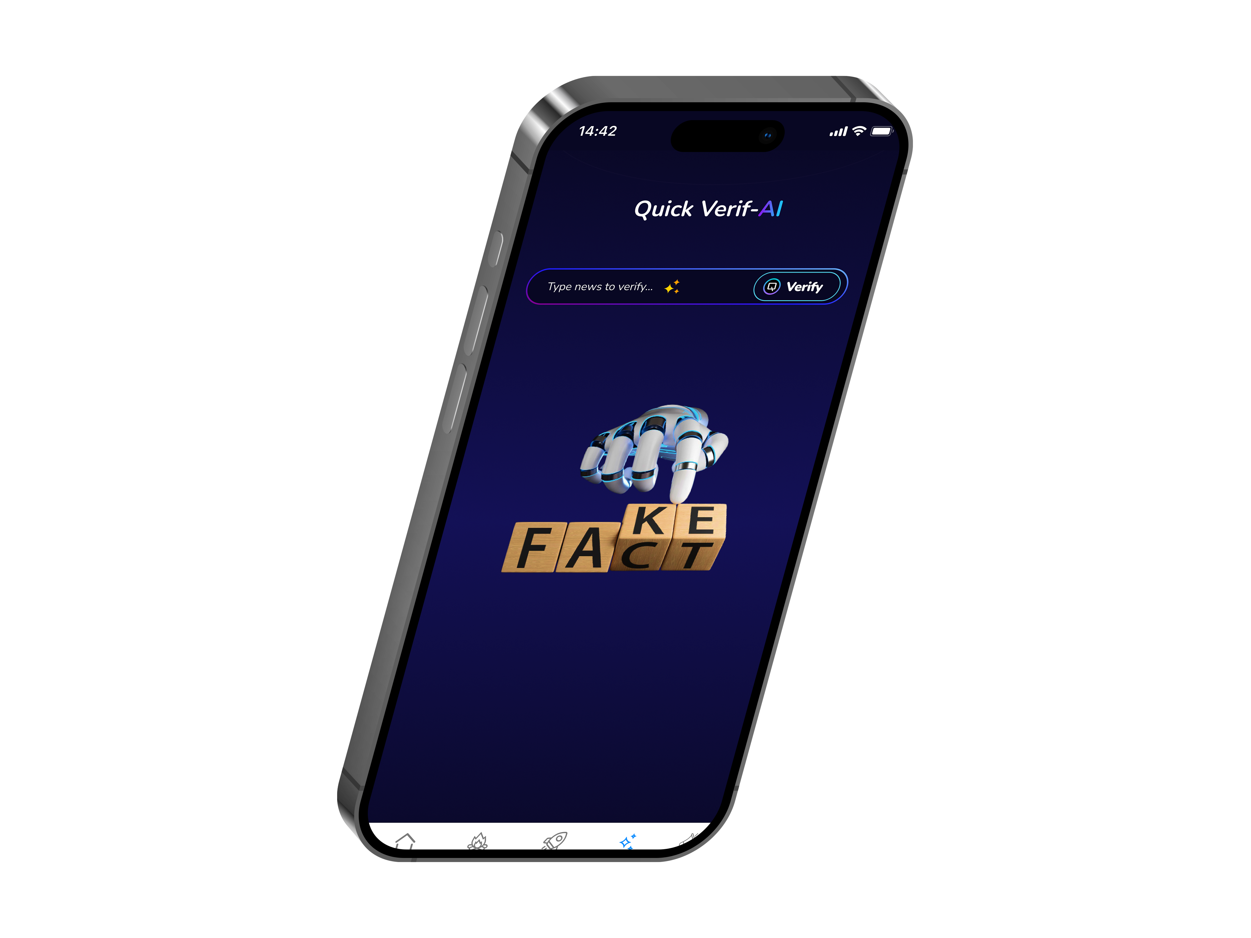 Quick Verif-AI fact-check screen on a phone
